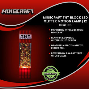 Minecraft TNT Block LED Glitter Motion Lamp | 12 Inches