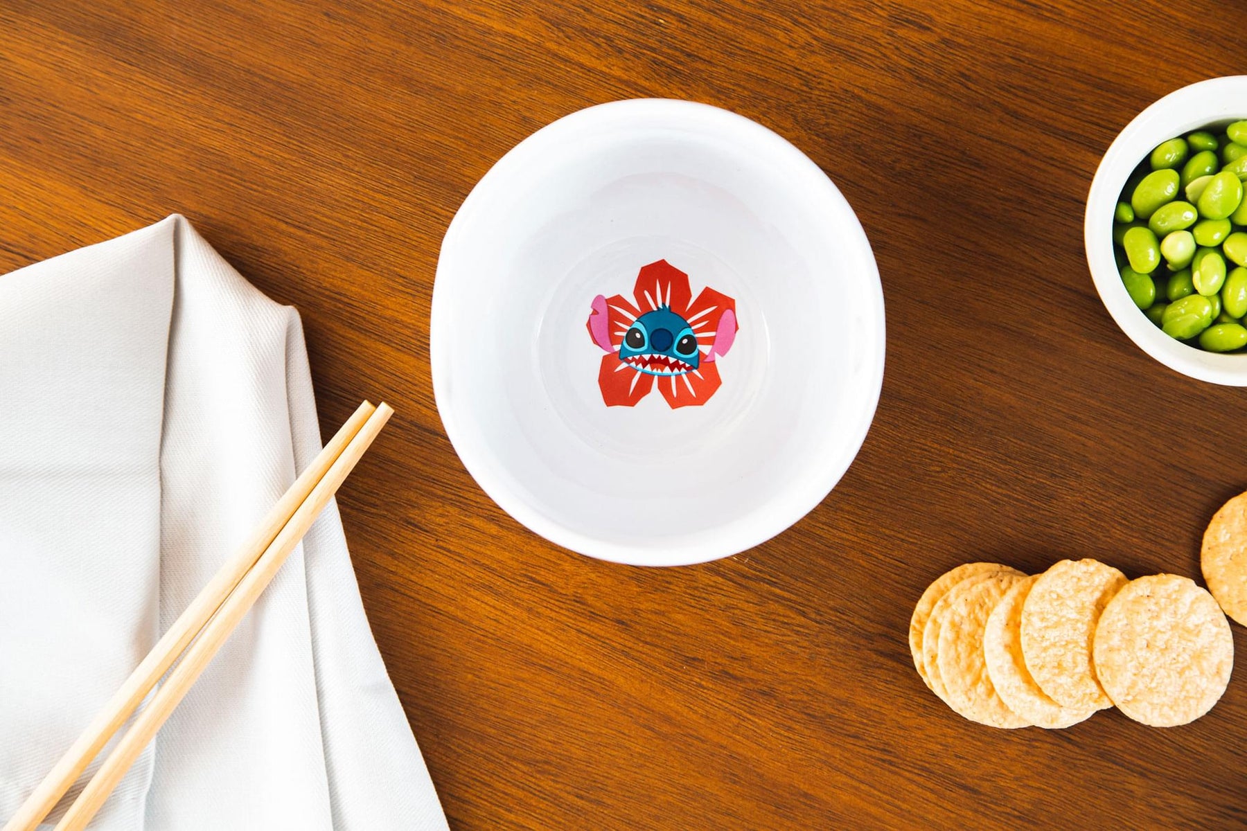 Disney Lilo & Stitch Japanese Dinnerware Set | 16-Ounce Ramen Bowl, Chopsticks