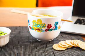 Disney Lilo & Stitch Japanese Dinnerware Set | 16-Ounce Ramen Bowl, Chopsticks