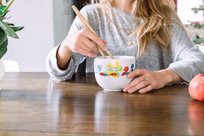 Disney Lilo & Stitch Japanese Dinnerware Set | 16-Ounce Ramen Bowl, Chopsticks