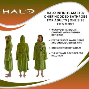 Halo Infinite Master Chief Hooded Bathrobe for Adults | One Size Fits Most