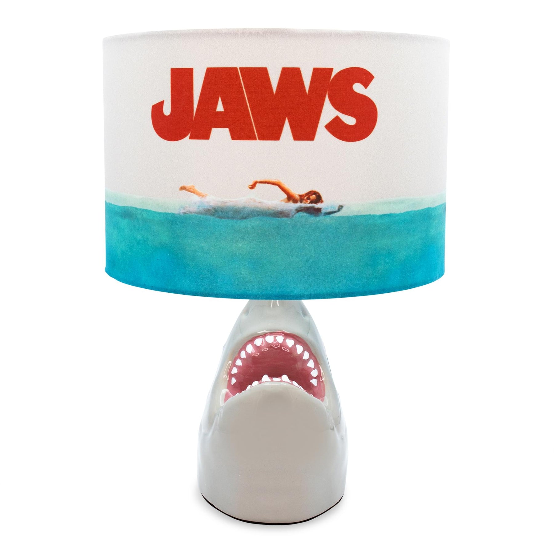 JAWS Classic Movie Poster Desk Lamp With Shark Figural Sculpt | 13 Inches Tall