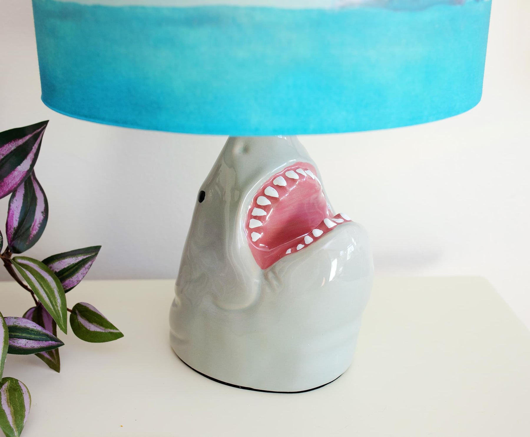 JAWS Classic Movie Poster Desk Lamp With Shark Figural Sculpt | 13 Inches Tall