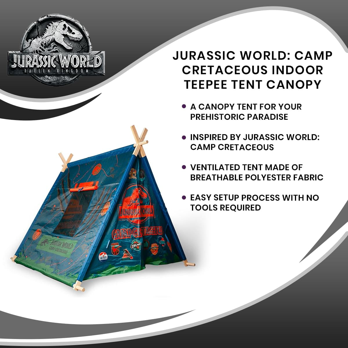 dinosaur tent 3d Jurassic World: Camp Cretaceous Indoor Teepee Tent Canopy