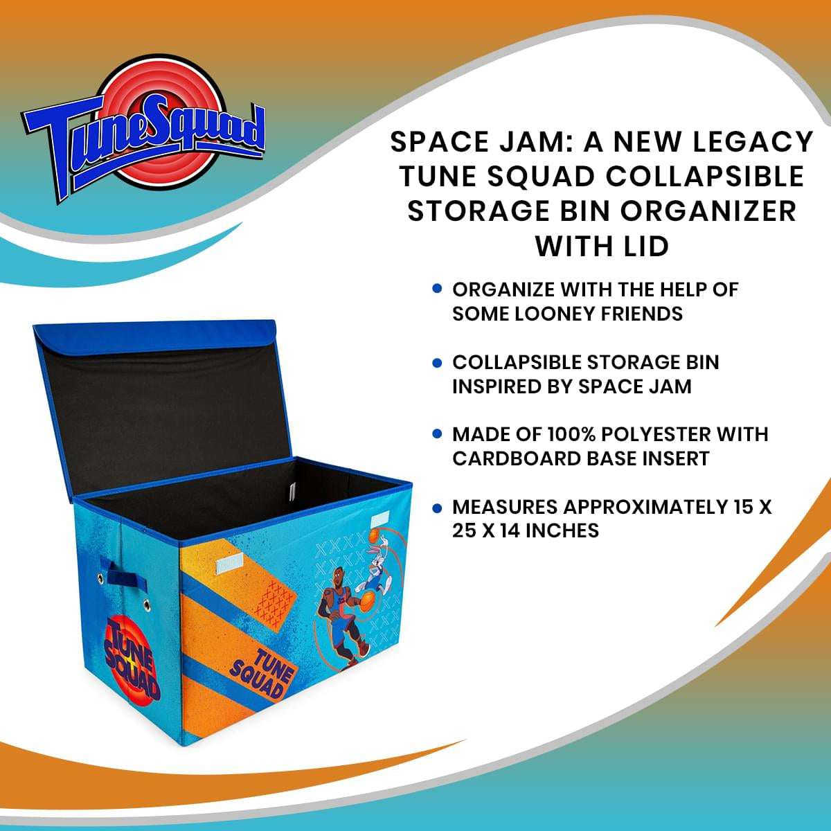 Space Jam: A New Legacy Tune Squad Collapsible Storage Bin Organizer with Lid