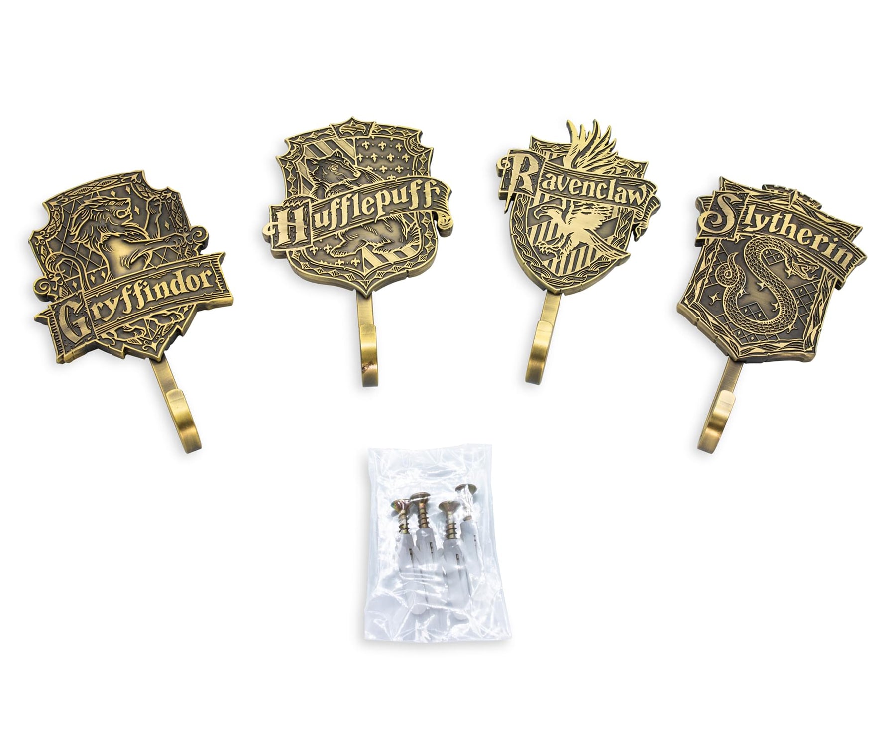 Harry Potter Gold Hogwarts Houses Wall Hooks Storage Rack | Set of 4