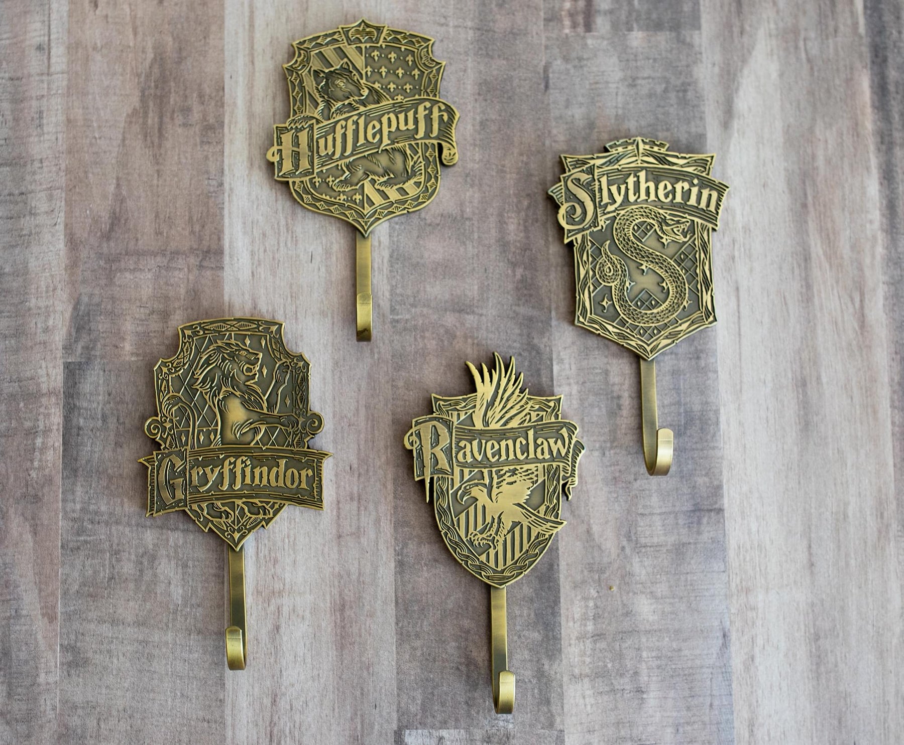 Harry Potter Gold Hogwarts Houses Wall Hooks Storage Rack | Set of 4