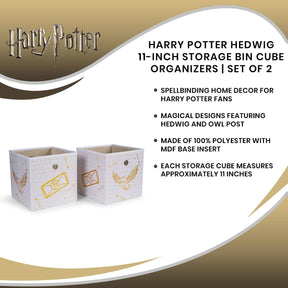 Harry Potter Hedwig 11-Inch Storage Bin Cube Organizers | Set of 2