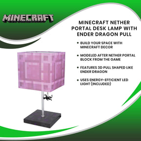 Minecraft Nether Portal Desk Lamp with Ender Dragon Pull