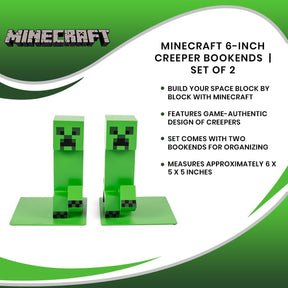 Minecraft 6-Inch Creeper Bookends  | Set of 2