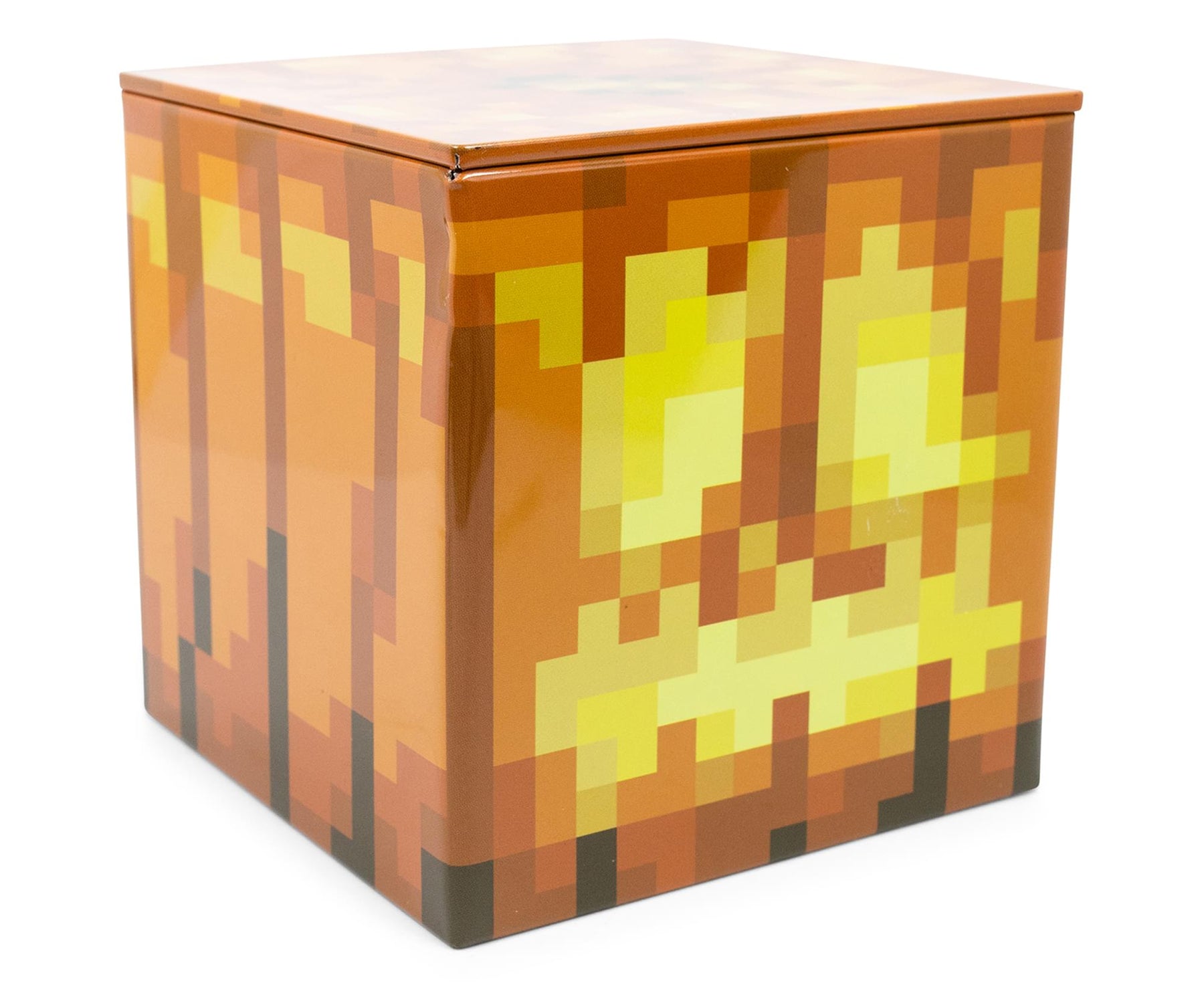 Minecraft Jack O'Lantern Tin Storage Box Cube Organizer with Lid | 4 Inches