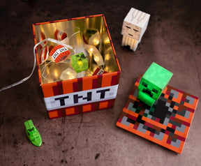 Minecraft TNT Tin Storage Box Cube Organizer with Lid | 4 Inches