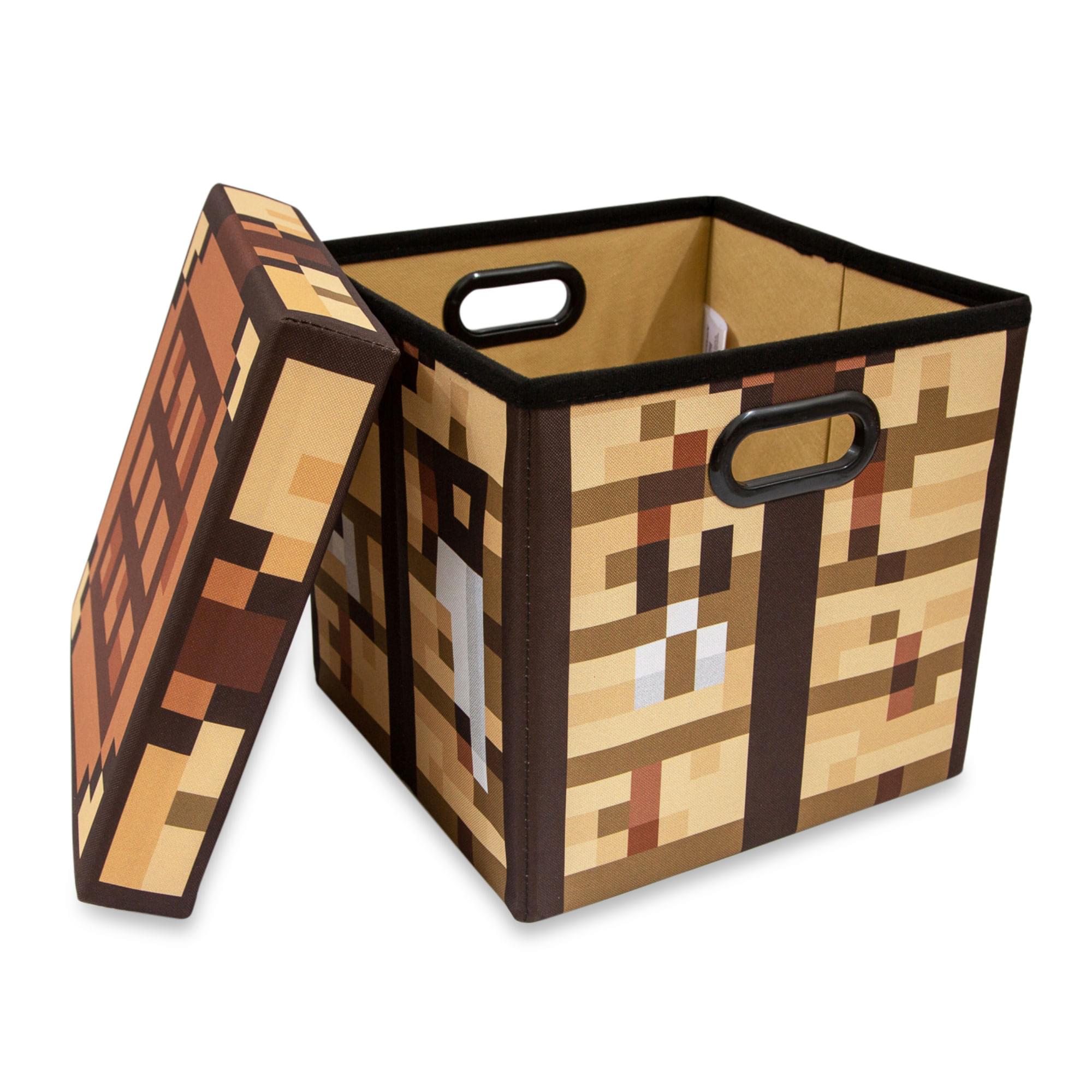 Minecraft Crafting Table Fabric Storage Bin Cube Organizer with Lid | 13 Inches