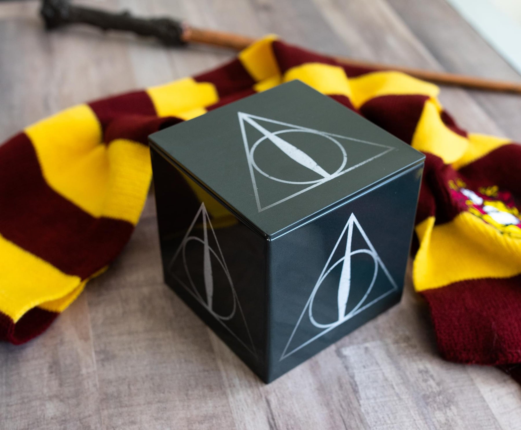 Harry Potter Deathly Hallows Tin Storage Box Cube Organizer with Lid | 4 Inches
