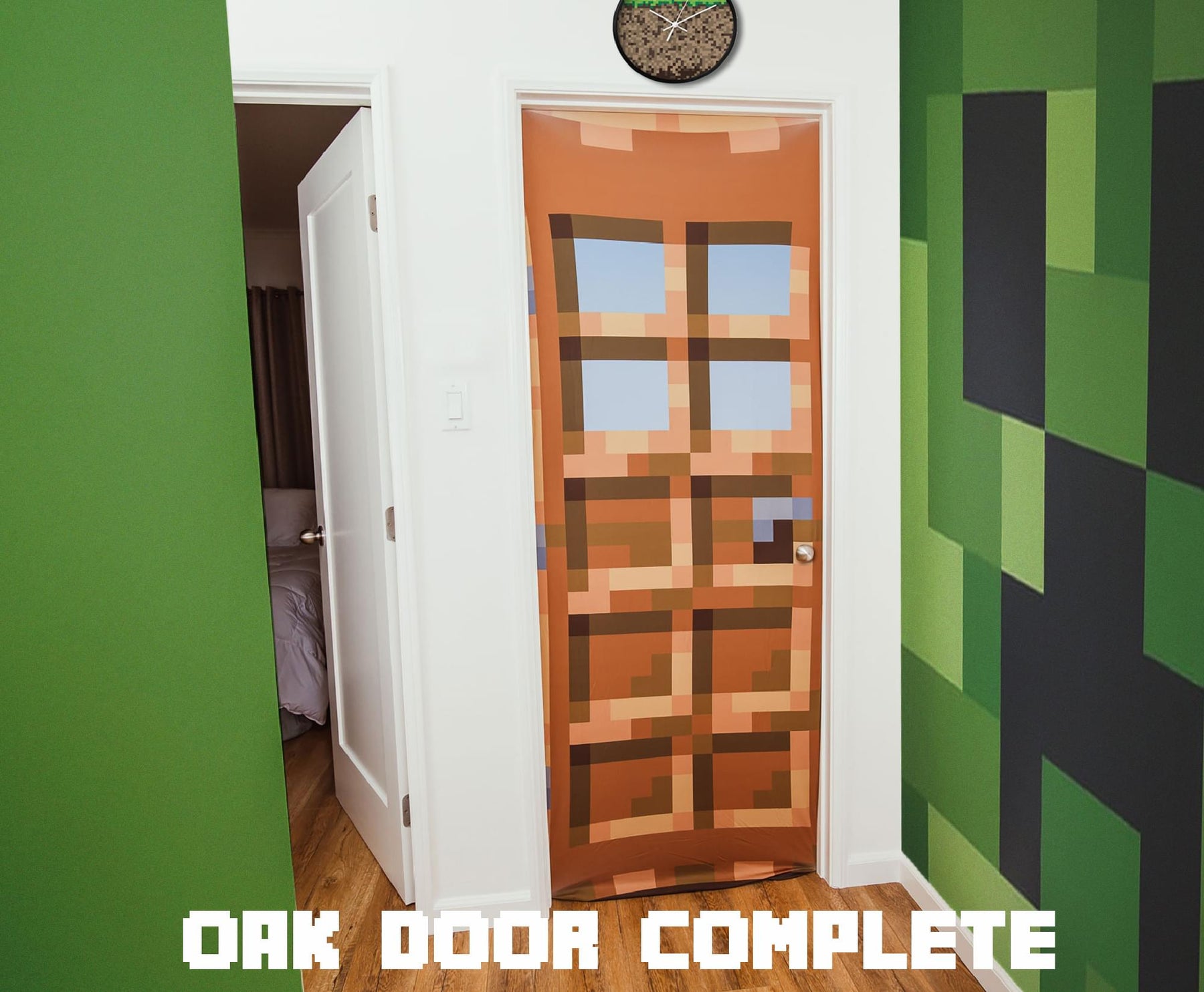 Minecraft Oakdoor Fabric Door Cling | 34 x 82 Inches