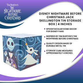 Disney Nightmare Before Christmas Jack Skellington Tin Storage Box | 4 Inches