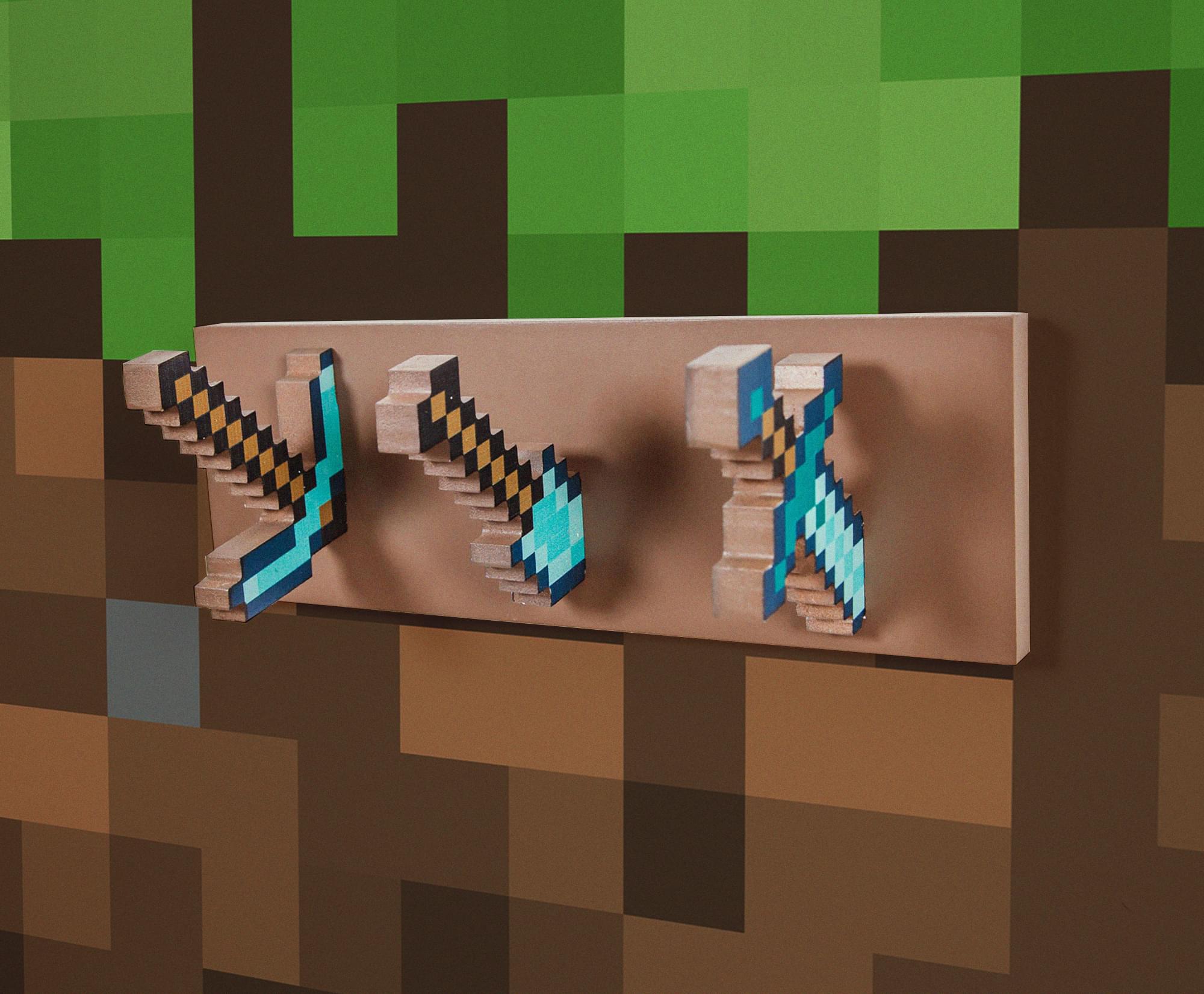 Minecraft Diamond Tool Wall Coat Hooks Storage Rack