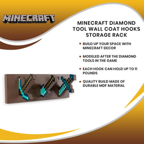 Minecraft Diamond Tool Wall Coat Hooks Storage Rack