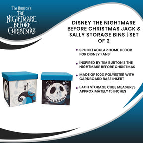 Disney The Nightmare Before Christmas Jack & Sally Storage Bins | Set of 2