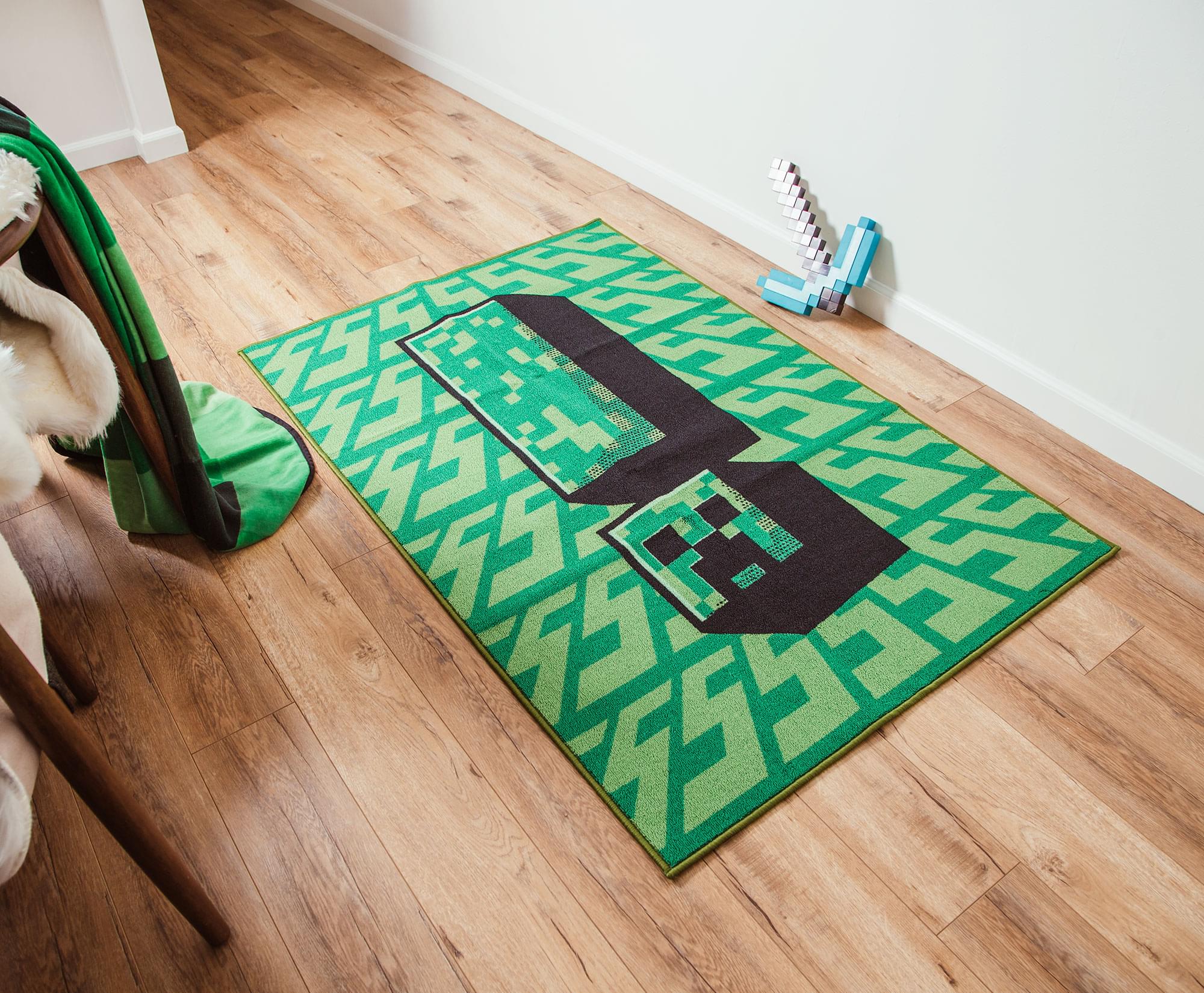 Minecraft Green Creeper Printed Area Rug | 60 x 39 Inches