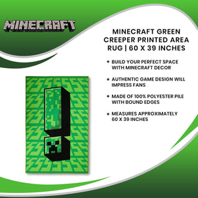 Minecraft Green Creeper Printed Area Rug | 60 x 39 Inches