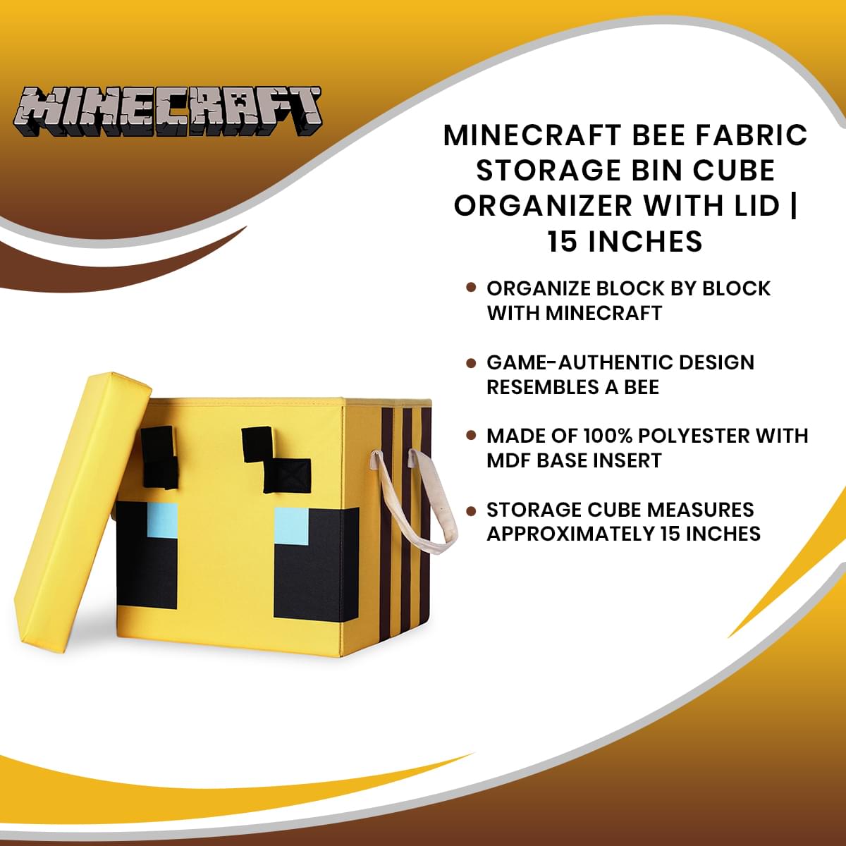 Minecraft Bee 15 x 15 Inch Fabric Storage Bin