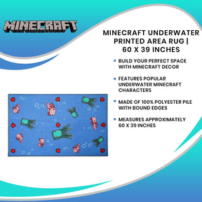 Minecraft Underwater Printed Area Rug | 60 x 39 Inches