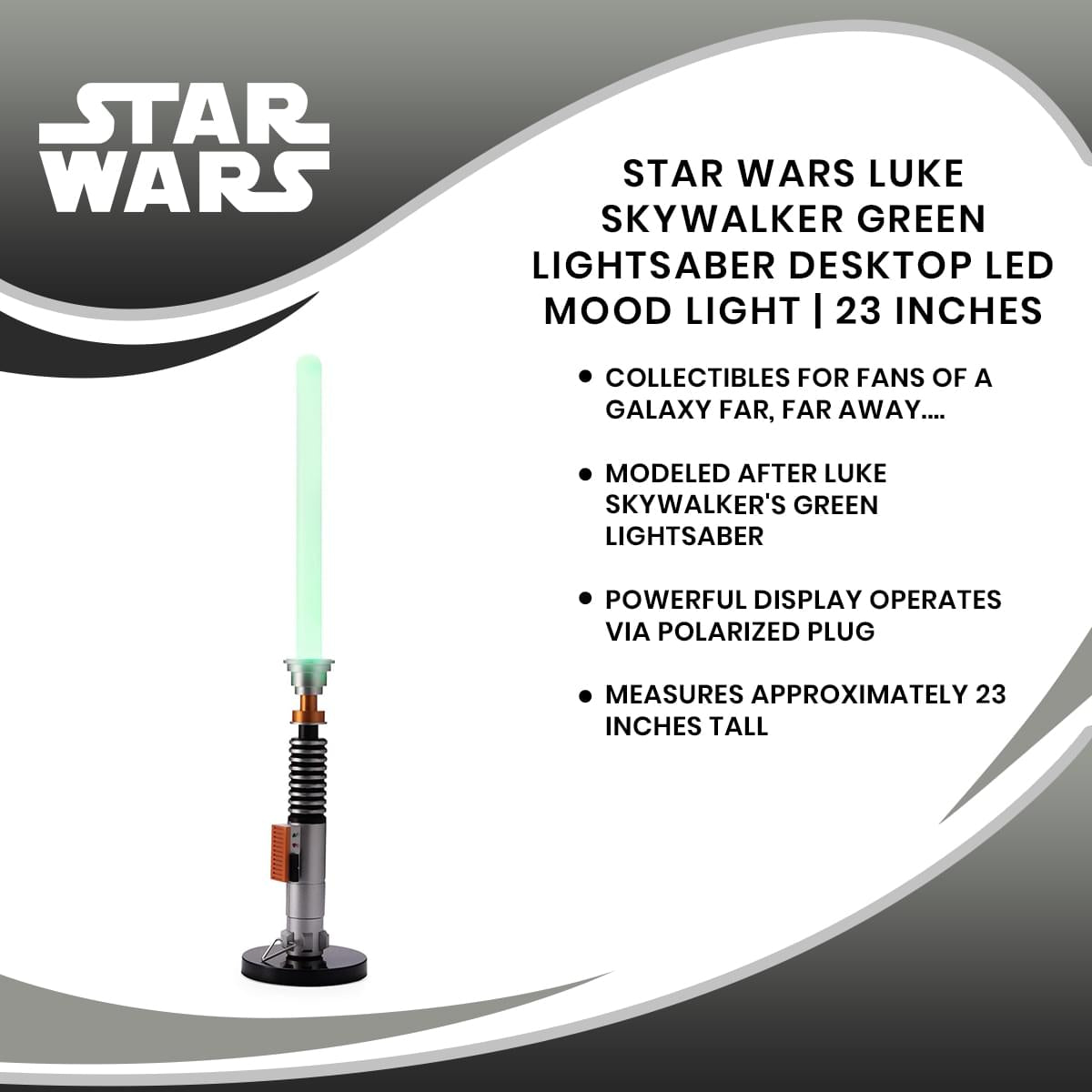 Star Wars Luke Skywalker Green Lightsaber Desktop LED Mood Light | 23 Inches