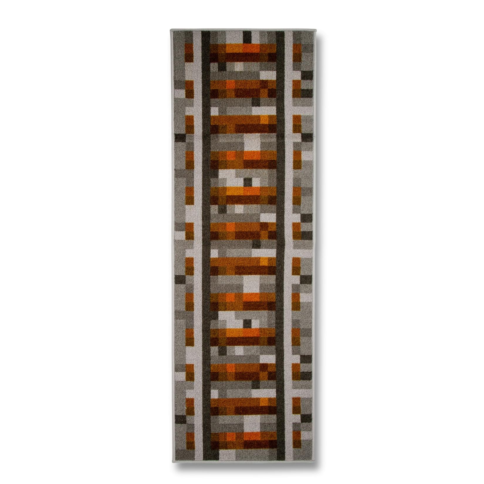 Minecraft Train Rail Area Rug | 20 x 60 Inches