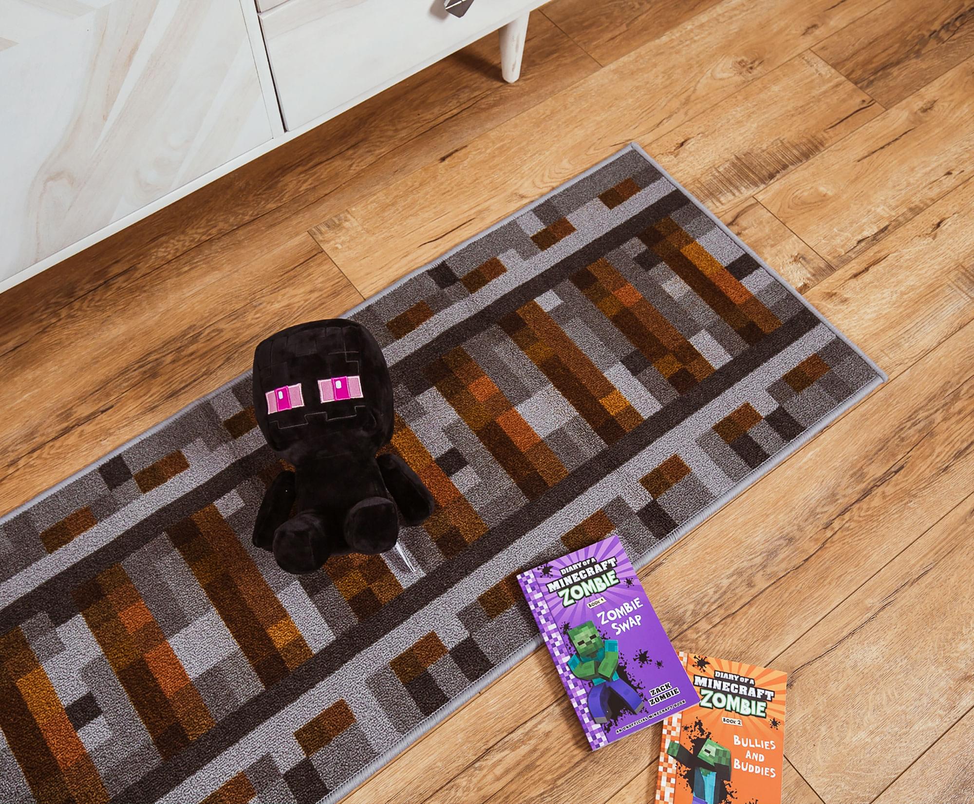 Minecraft Train Rail Area Rug | 20 x 60 Inches