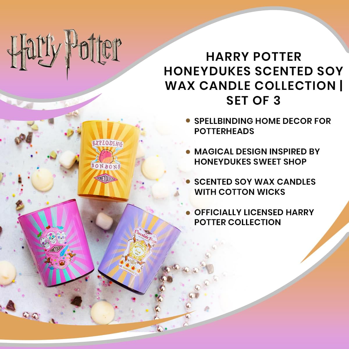 Harry Potter Honeydukes Scented Soy Wax Candle Collection | Set of 3