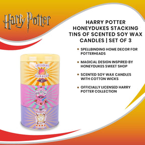 Harry Potter Honeydukes Stacking Tins of Scented Soy Wax Candles | Set of 3