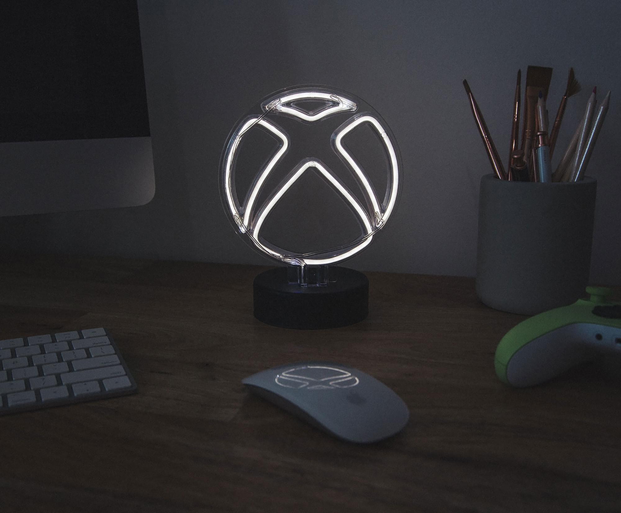Xbox Logo Battery-Powered White Neon Desk Lamp Light | 9 Inches Tall