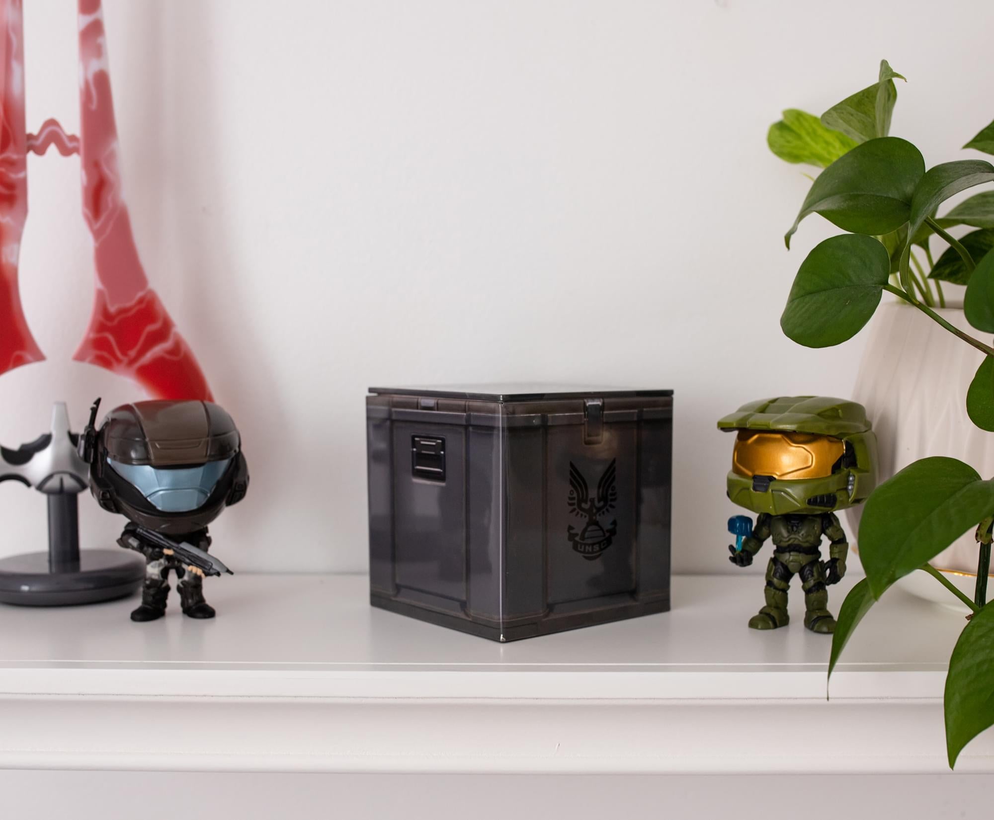 Halo UNSC Ammo Crate Tin Storage Box Cube Organizer with Lid | 4 Inches