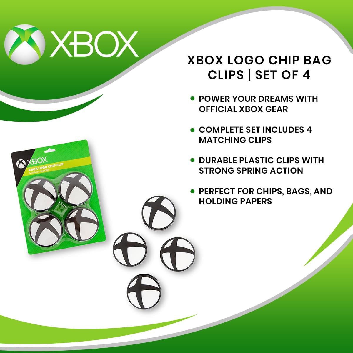 Xbox Logo Chip Bag Clips | Set of 4