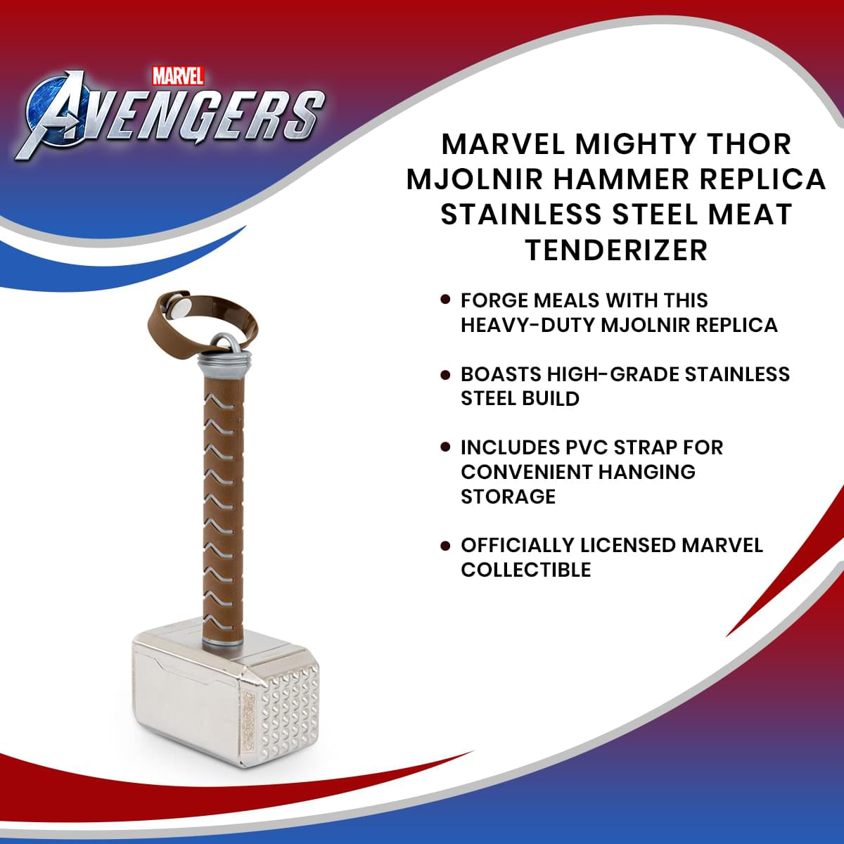 Marvel Mighty Thor Mjolnir Hammer Replica Stainless Steel Meat Tenderizer