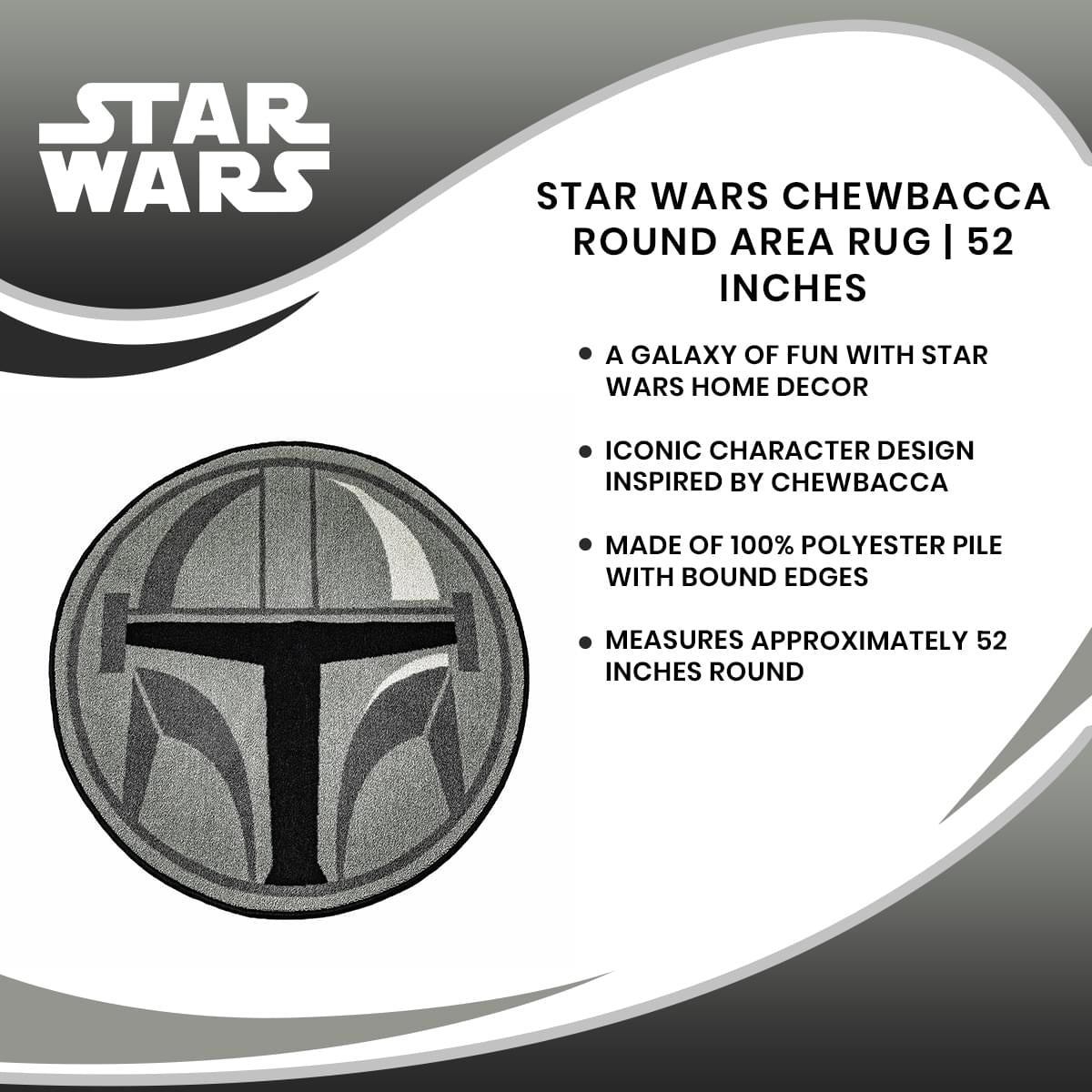 Star Wars: The Mandalorian Helmet Round Area Rug | 52 Inches
