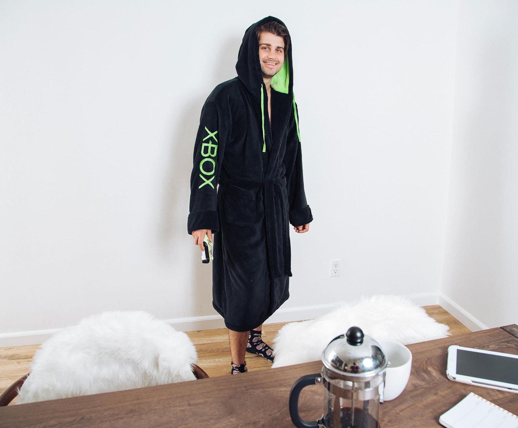 Xbox Gamer Unisex Hooded Fleece Robe for Adults | One Size Fits Most
