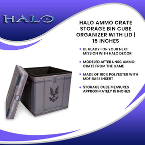 HALO Ammo Crate Storage Bin Cube Organizer with Lid | 15 Inches