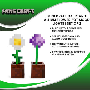 Minecraft Daisy and Allium Flower Pot Mood Lights | Set of 2