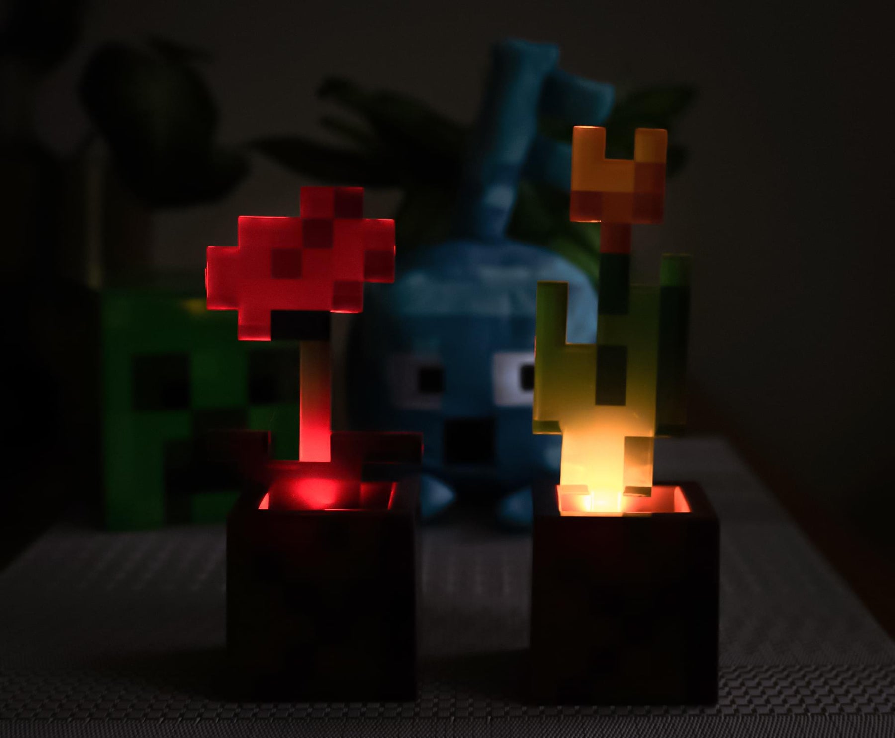 Minecraft Orange Tulip and Poppy Flower Pot Mood Lights | Set of 2