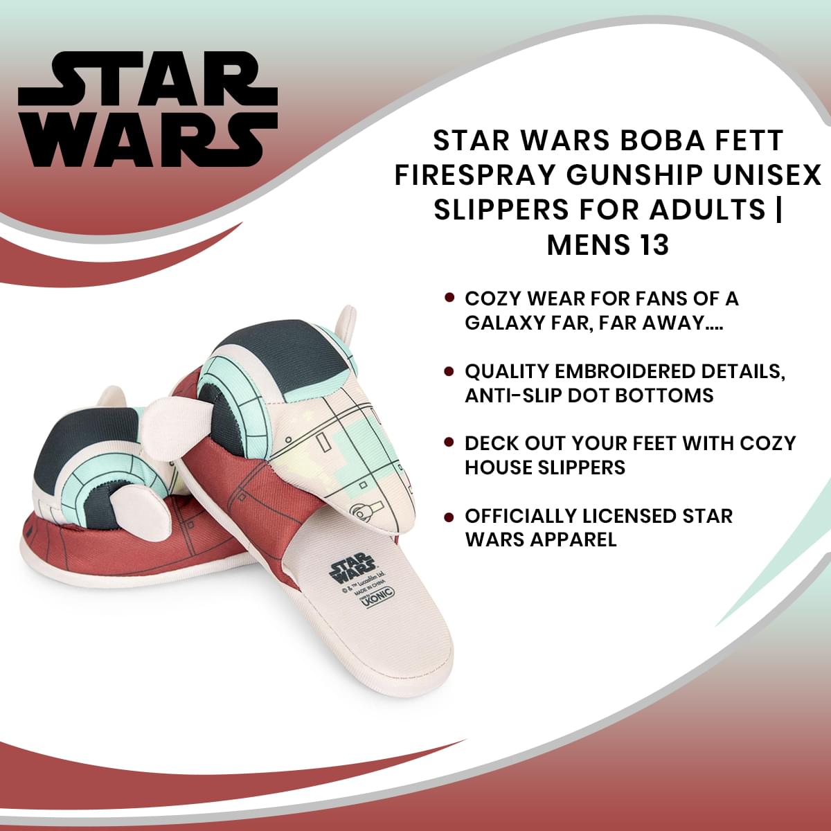Star Wars Boba Fett Firespray Gunship Unisex Slippers for Adults