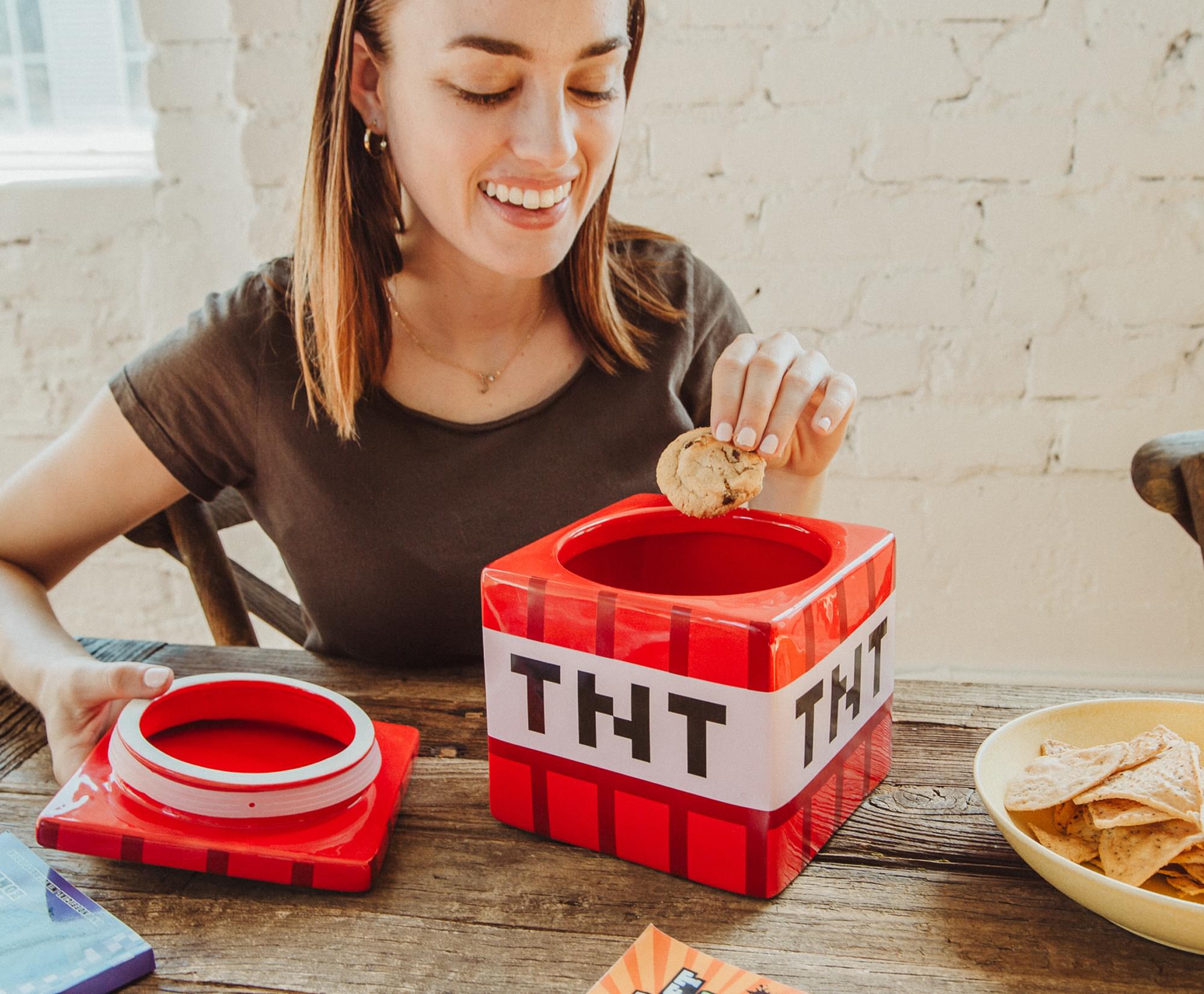 Minecraft TNT Block Ceramic Cookie Jar Container | 6 Inches Tall
