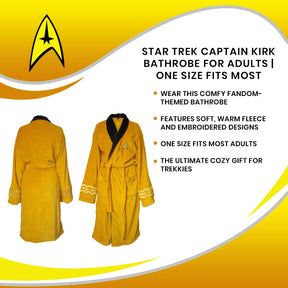 Star Trek Captain Kirk Bathrobe for Adults | One Size Fits Most