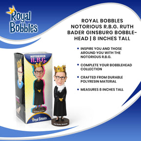 Royal Bobbles Notorious R.B.G. Ruth Bader Ginsburg Bobblehead | 8 Inches Tall