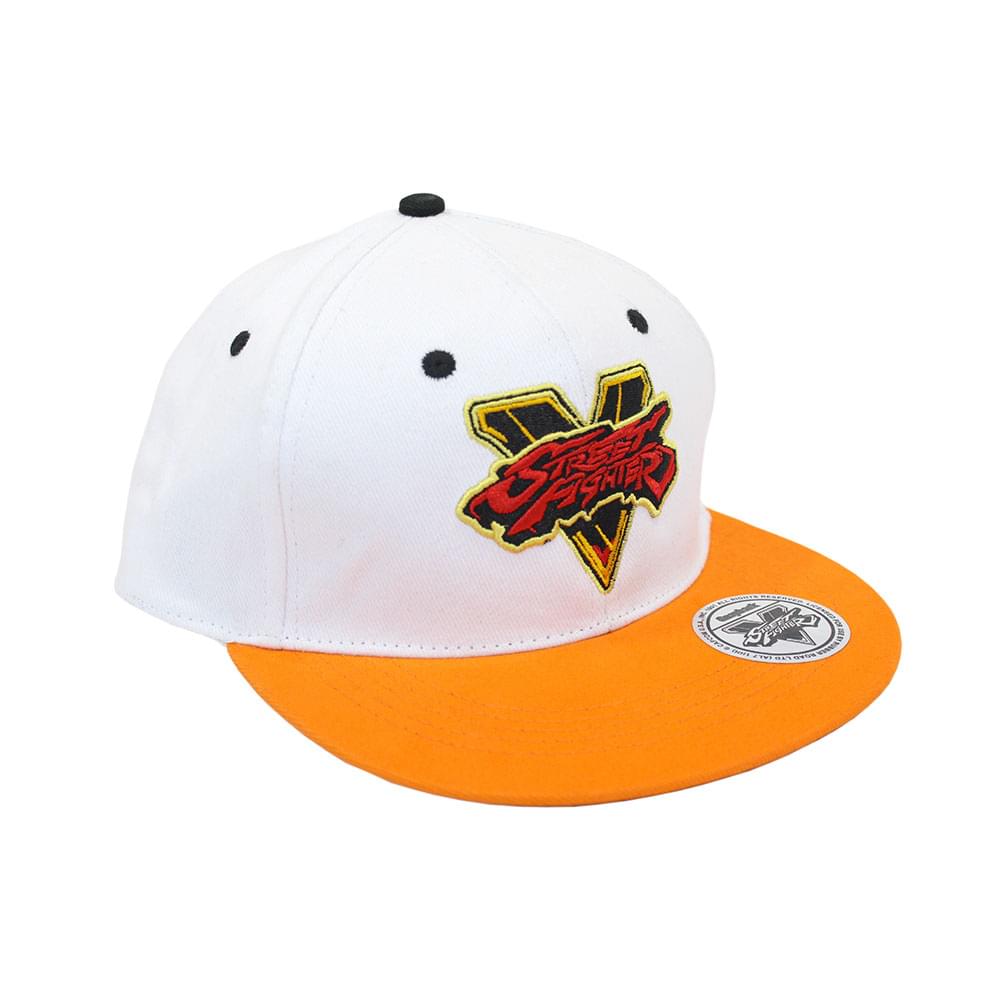 Street Fighter V Logo Embroidered Snapback Hat (White)