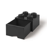 LEGO Brick Drawer, 4 Knobs, 1 Drawer, Stackable Storage Box, Black
