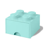 LEGO Brick Drawer, 4 Knobs, 1 Drawer, Stackable Storage Box, Mint Green