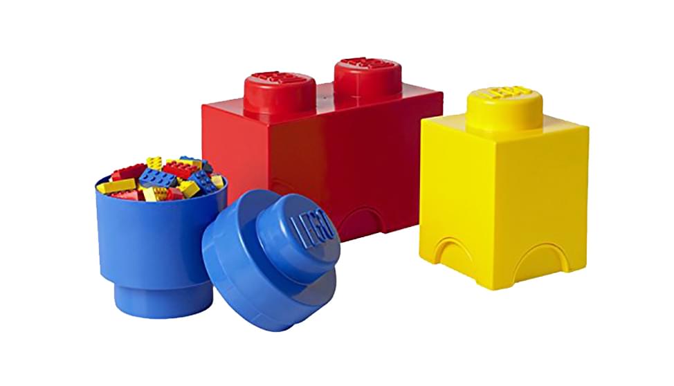 LEGO Storage Brick 4-Piece Set, Bright Red, Blue & Yellow