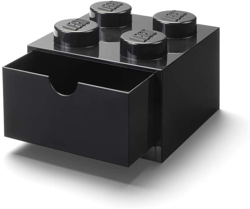 LEGO Desk Drawer 4 Knobs Stackable Storage Box | Black